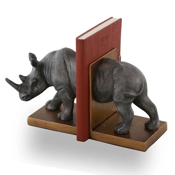 Caddy Bookends South African Rhino holder Sculpture exotic two part